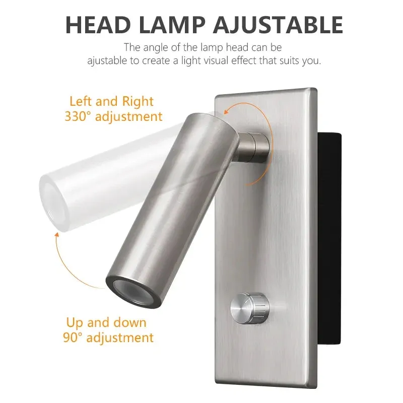 Kachmes Wall Reading Sconce Hardwired Adjustable Bedside Knob Switch