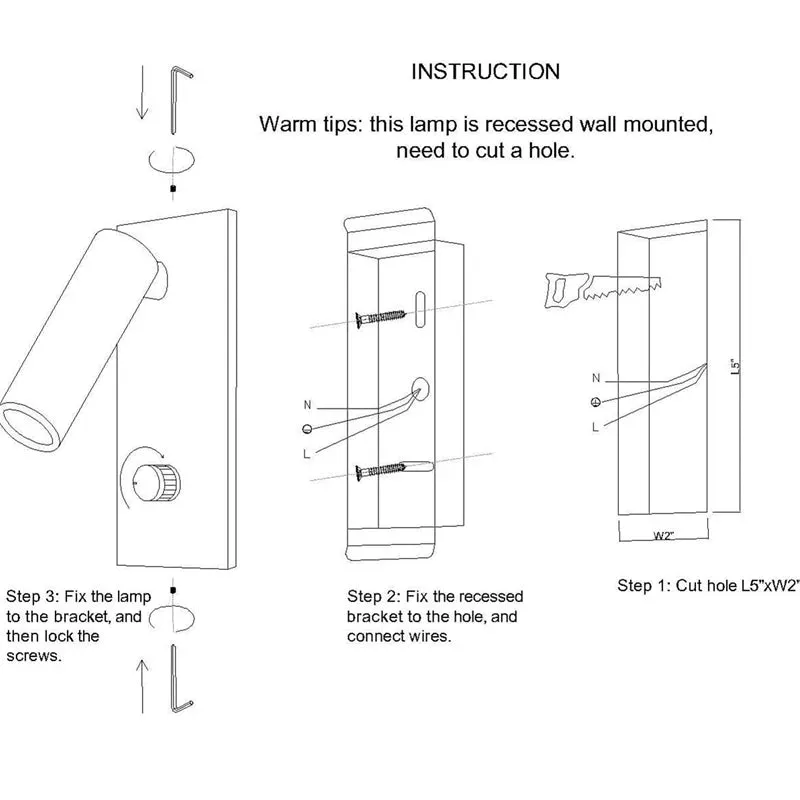 Kachmes Wall Reading Sconce Hardwired Adjustable Bedside Knob Switch