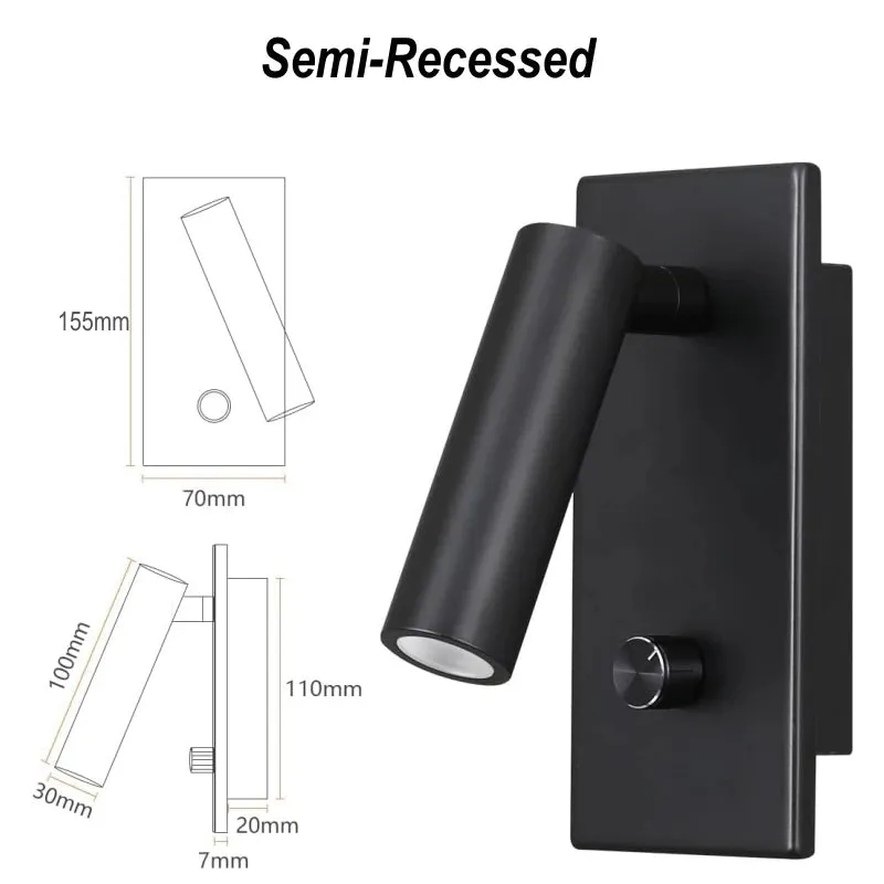 Kachmes Wall Reading Sconce Hardwired Adjustable Bedside Knob Switch