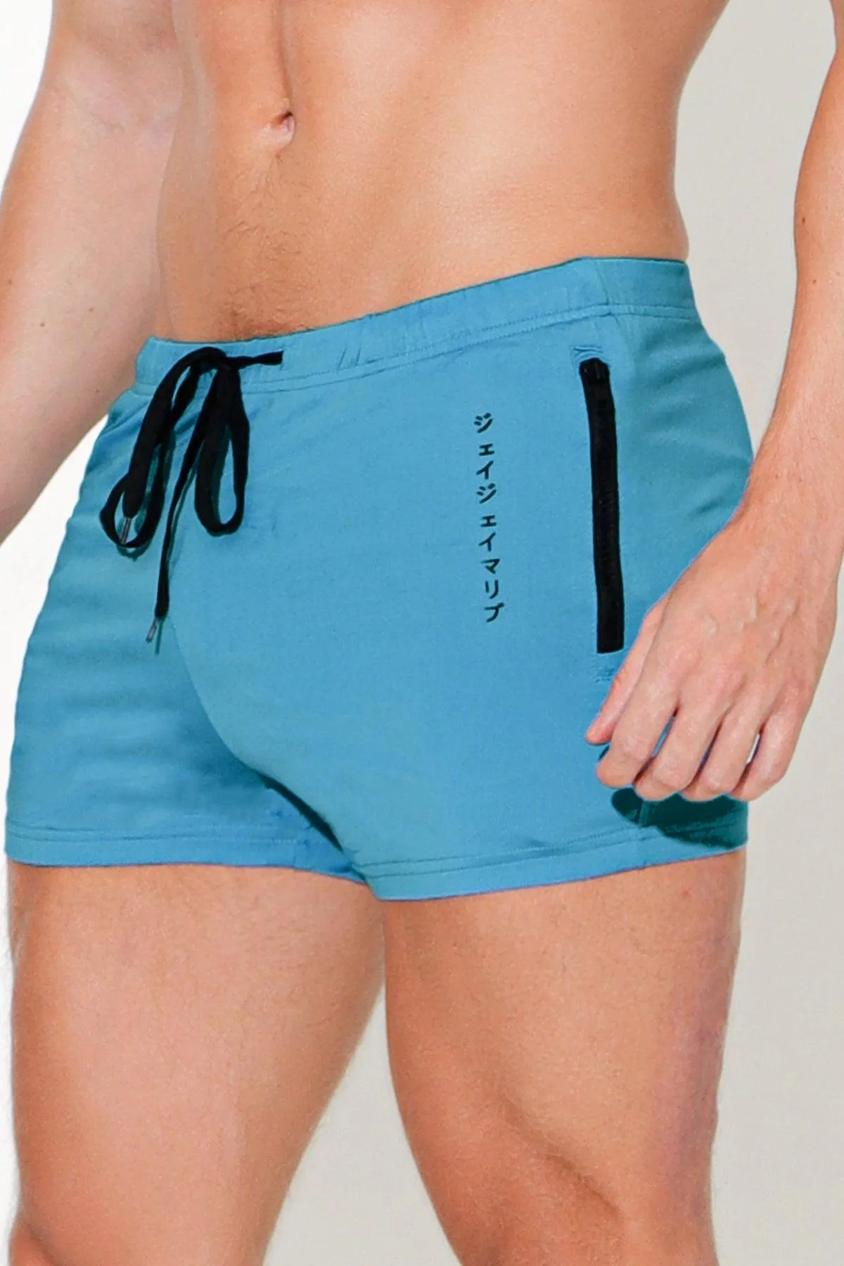 Karma 2" Short Shorts with Zipper Pockets - Azure Blue