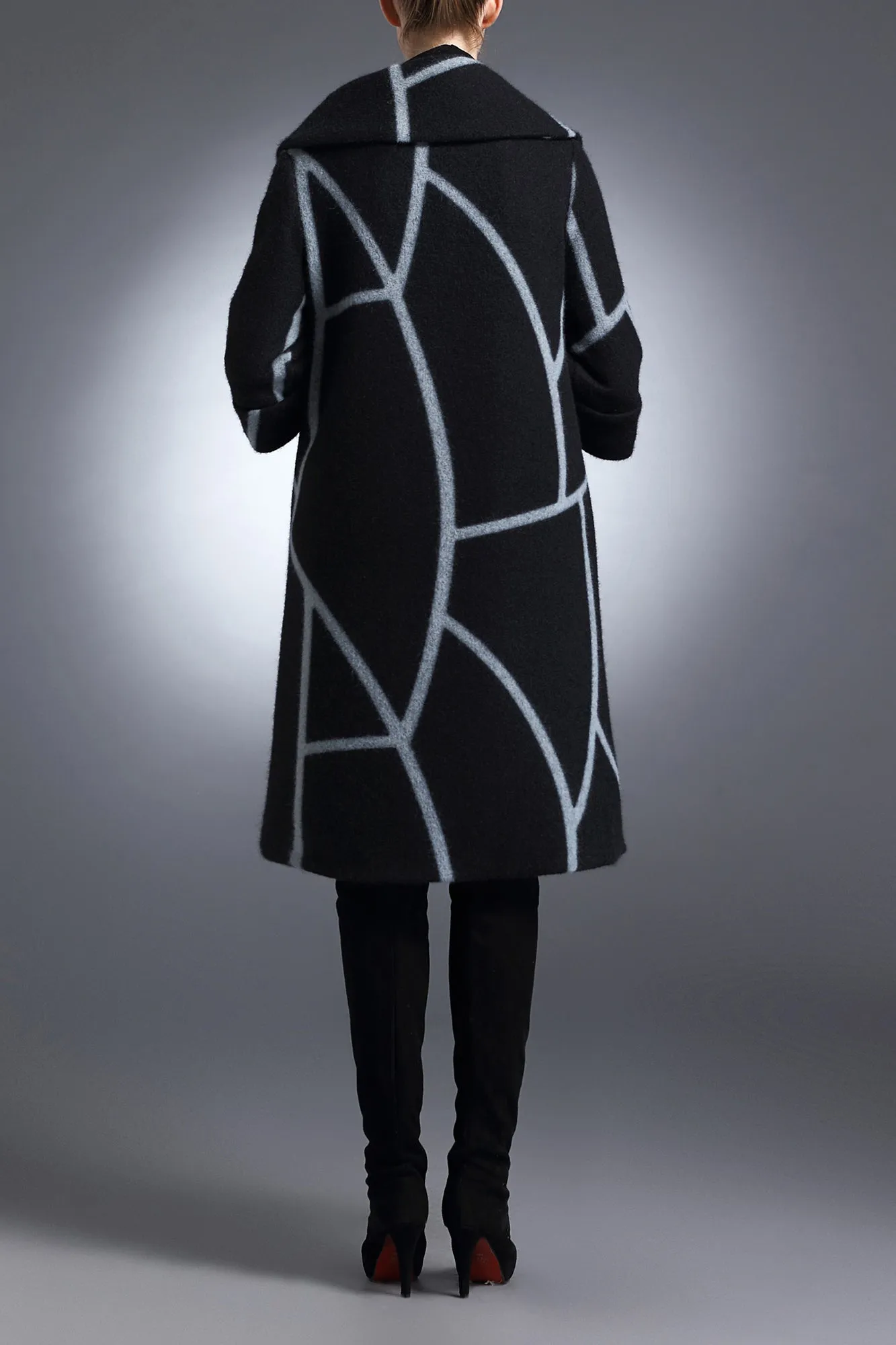 Lisbeth Black & Grey Modern Winter Wool Coat