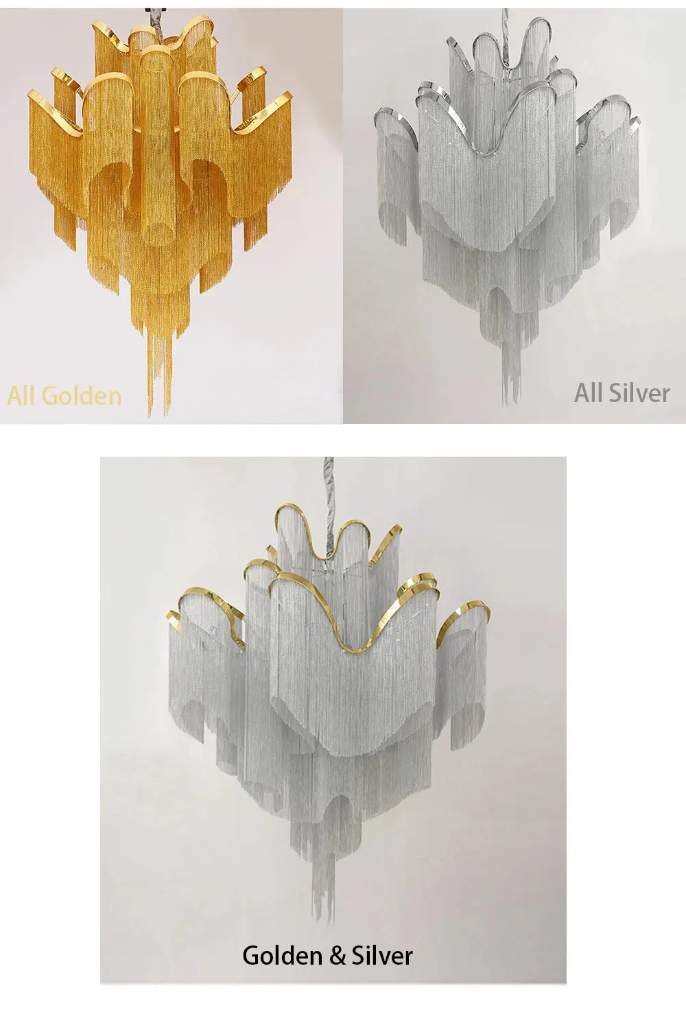 MAK Naysi Aluminum Tassels Chandelier