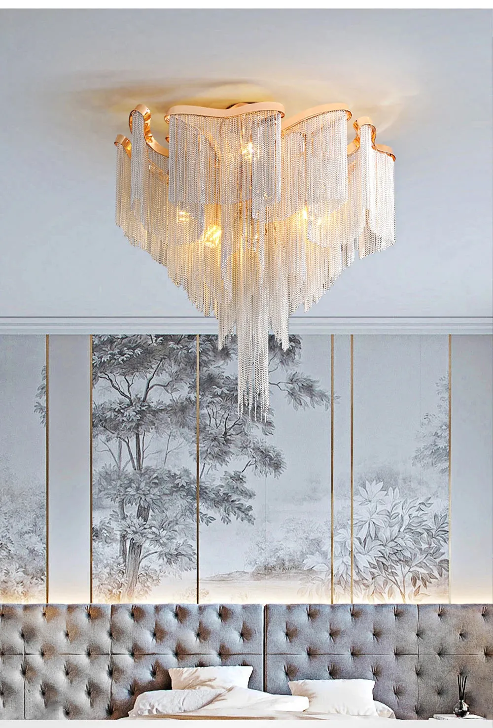 MAK Naysi Aluminum Tassels Chandelier