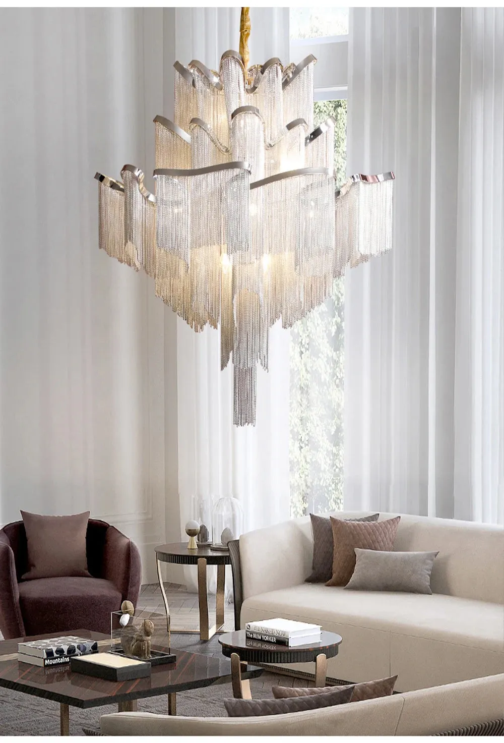 MAK Naysi Aluminum Tassels Chandelier