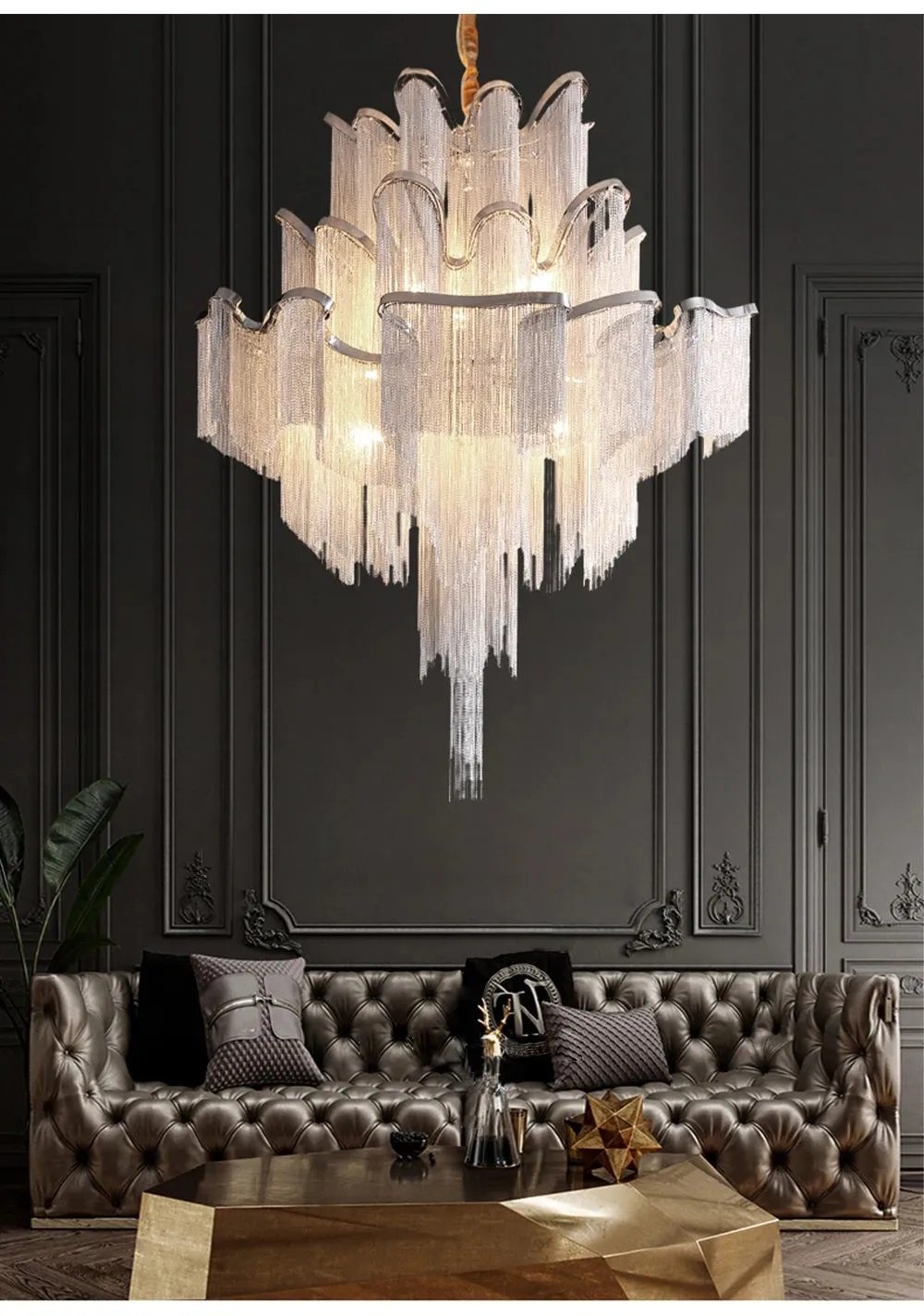 MAK Naysi Aluminum Tassels Chandelier