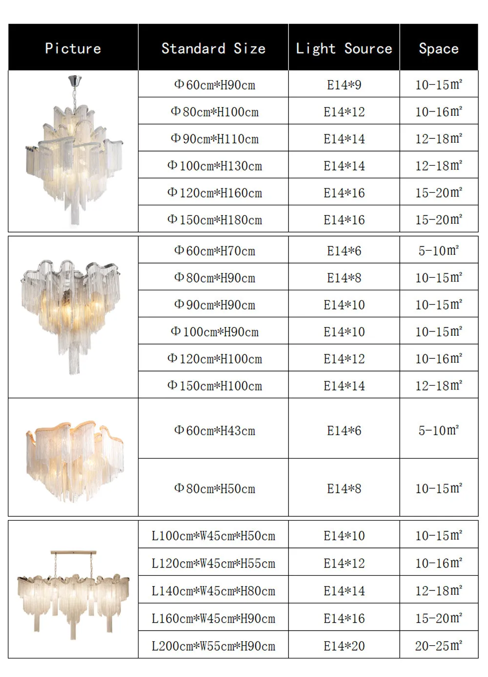 MAK Naysi Aluminum Tassels Chandelier
