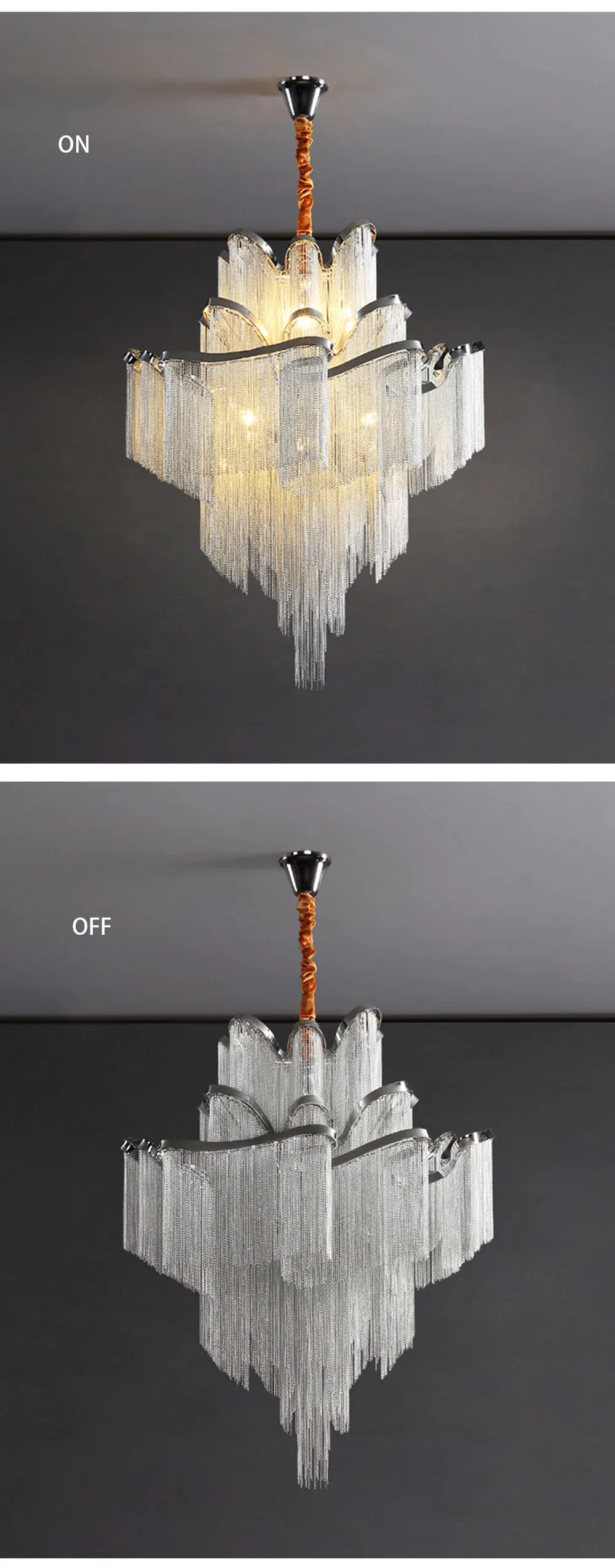 MAK Naysi Aluminum Tassels Chandelier