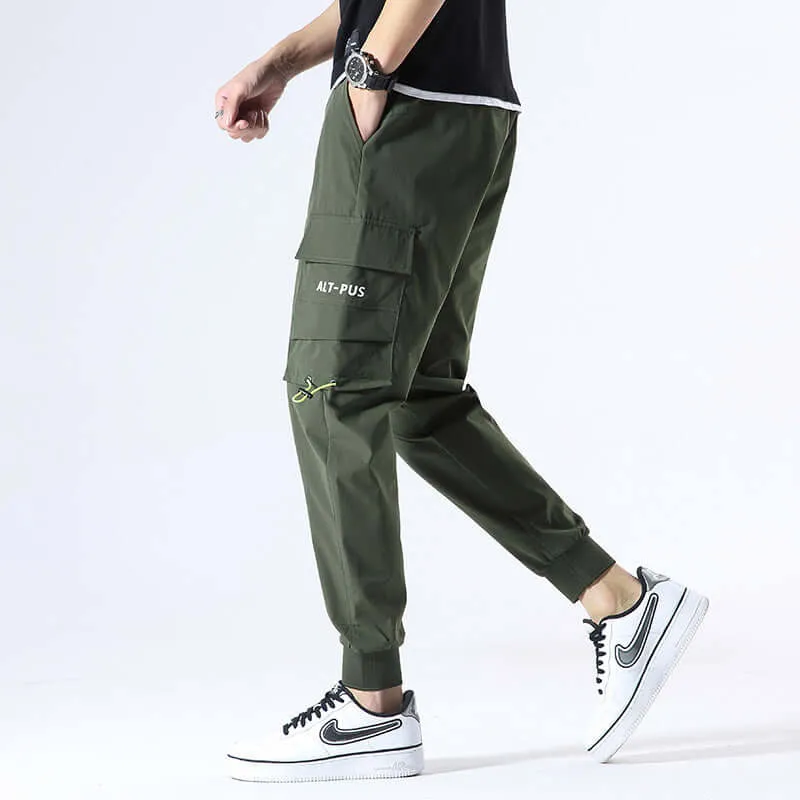 Men's casual pants fashion trend workshop bucket loose sports trousers