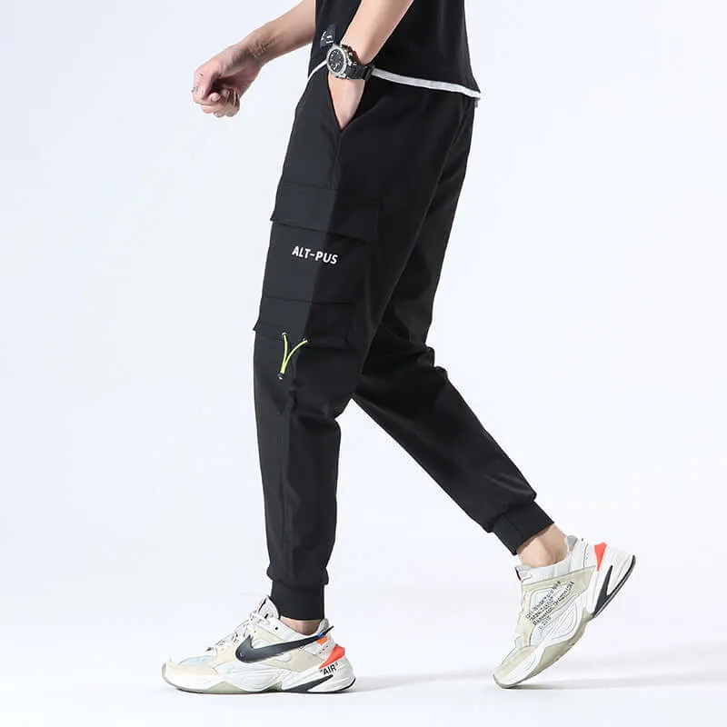Men's casual pants fashion trend workshop bucket loose sports trousers