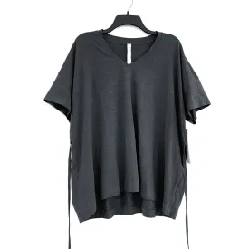 NWT Wmns Lululemon Gray Heather Side Back Tie V-Neck Loose Fit Tee Shirt Sz 6