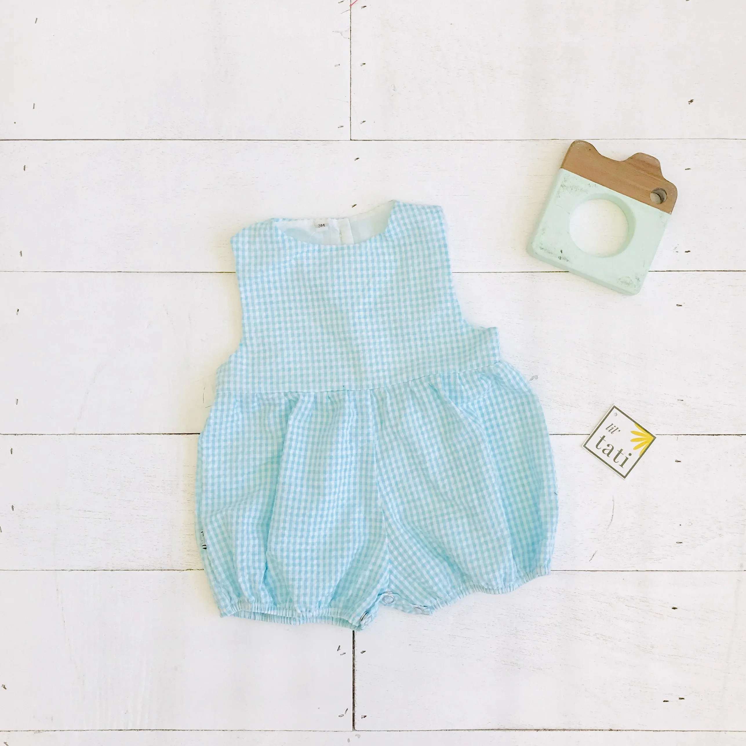 Orchid Playsuit in Light Blue Seersucker