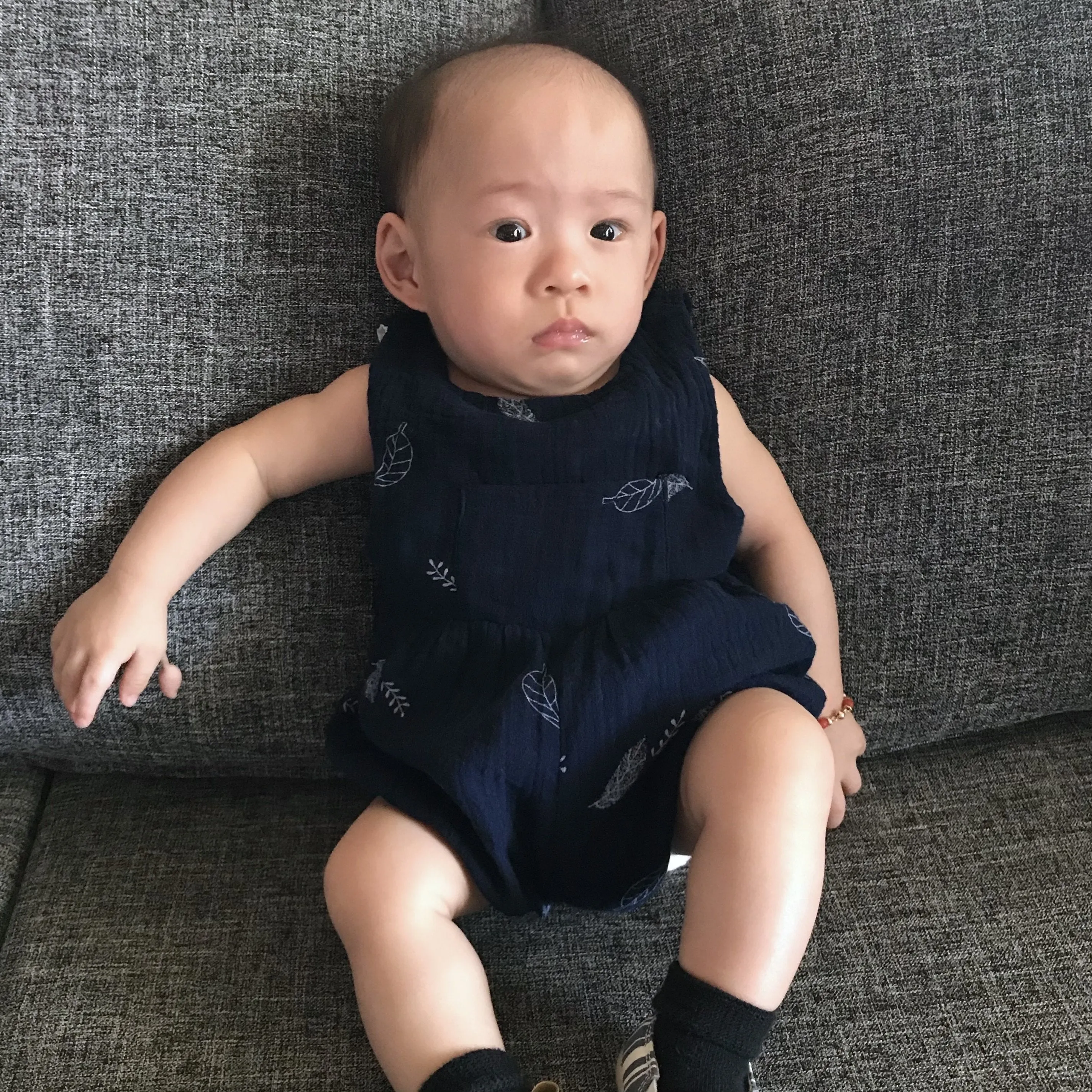 Orchid Playsuit in Light Blue Seersucker