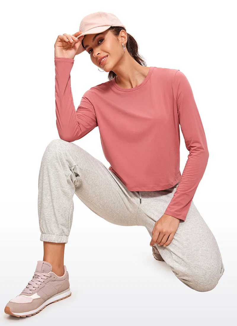 Pima Cotton Cropped Long Sleeve Classic Fit