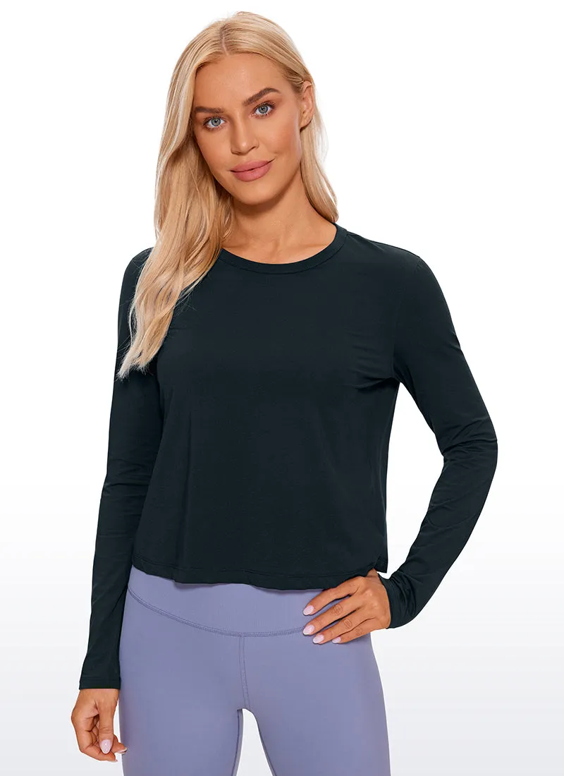 Pima Cotton Cropped Long Sleeve Classic Fit