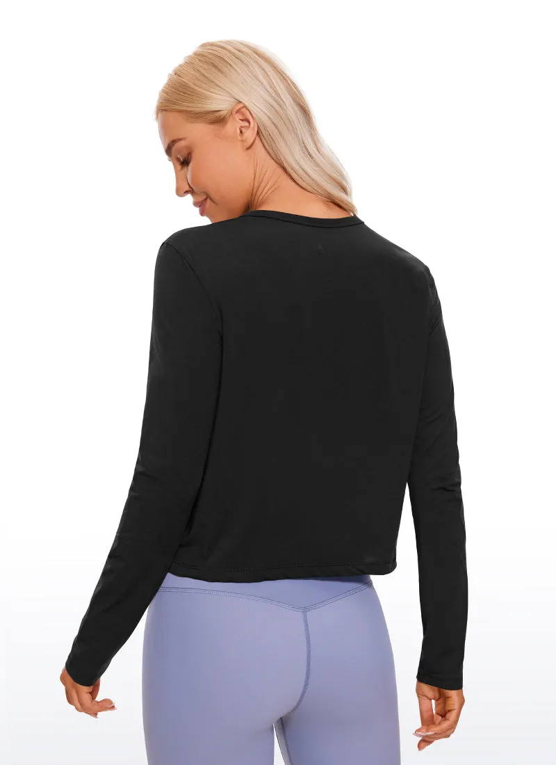 Pima Cotton Cropped Long Sleeve Classic Fit