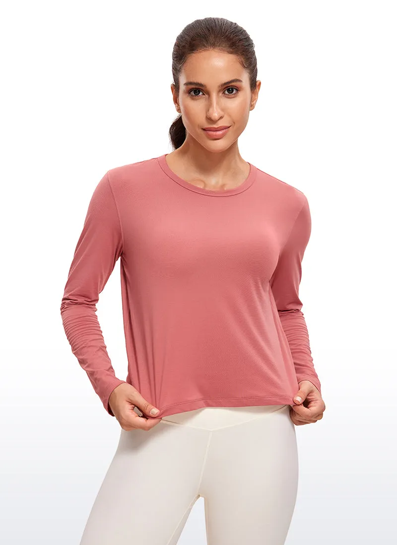 Pima Cotton Cropped Long Sleeve Classic Fit