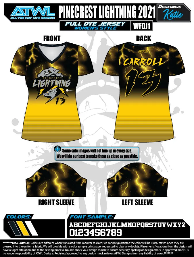 Pinecrest Spring  2021 Womens Full dye team jerseys