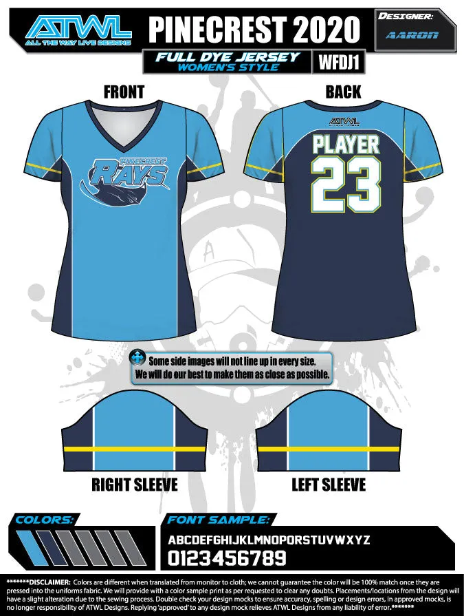 Pinecrest Spring  2021 Womens Full dye team jerseys