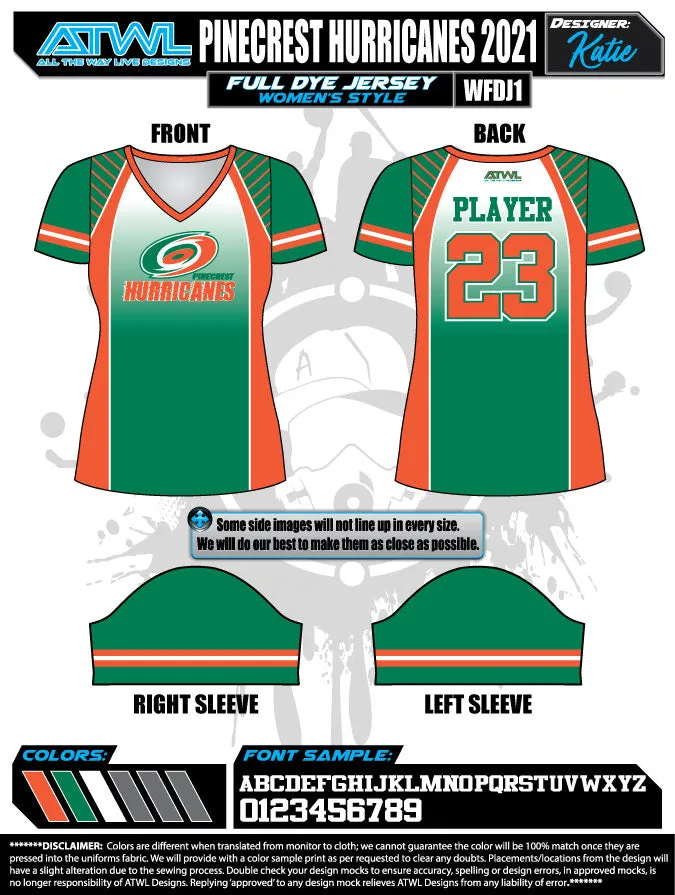 Pinecrest Spring  2021 Womens Full dye team jerseys