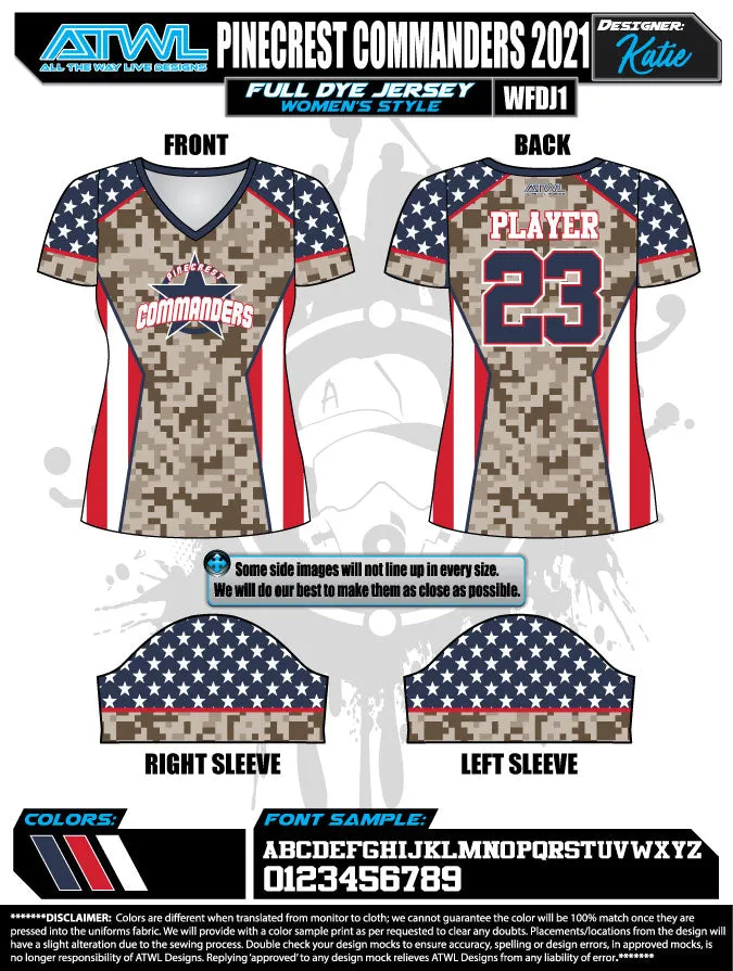 Pinecrest Spring  2021 Womens Full dye team jerseys