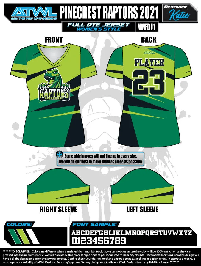 Pinecrest Spring  2021 Womens Full dye team jerseys