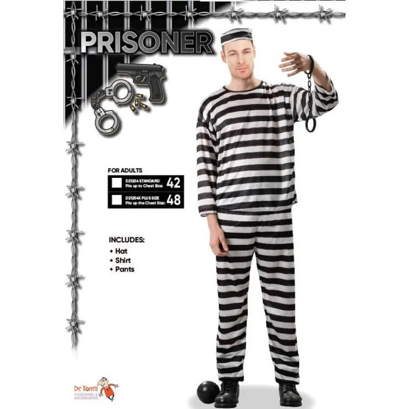 Prisoner Black & White Adult Costume - Dr Toms