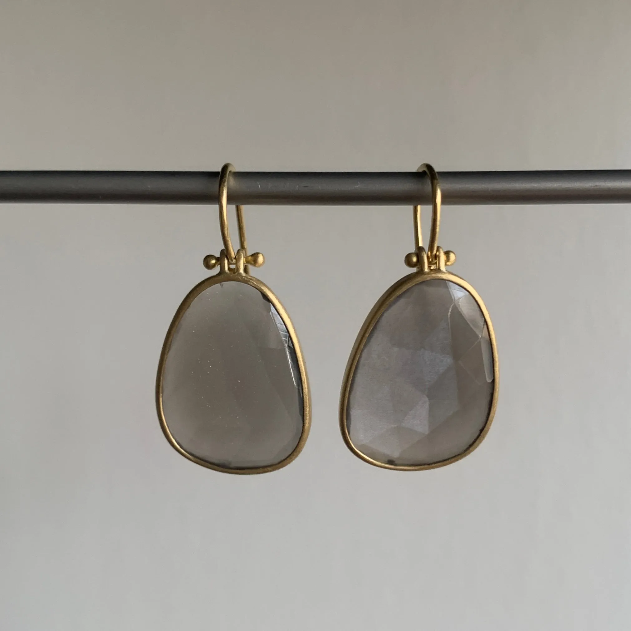 Rose Cut Steel Gray Labradorite Drop Earrings