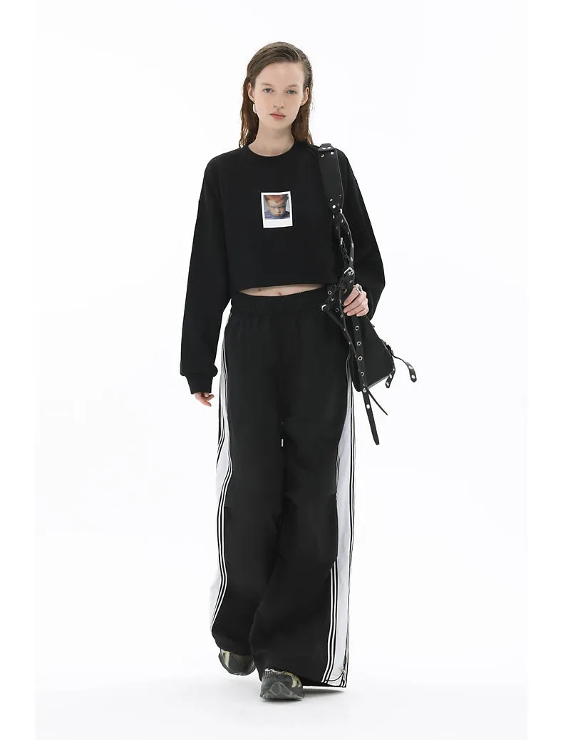 Sports Contrast Striped Webbing Parachute Discount Sports Pants Loose Casual Pants