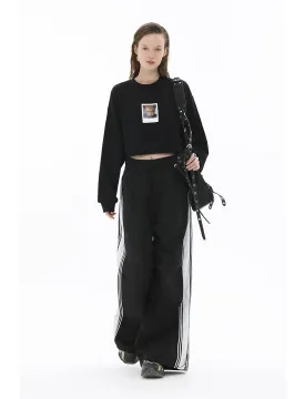 Sports Contrast Striped Webbing Parachute Discount Sports Pants Loose Casual Pants