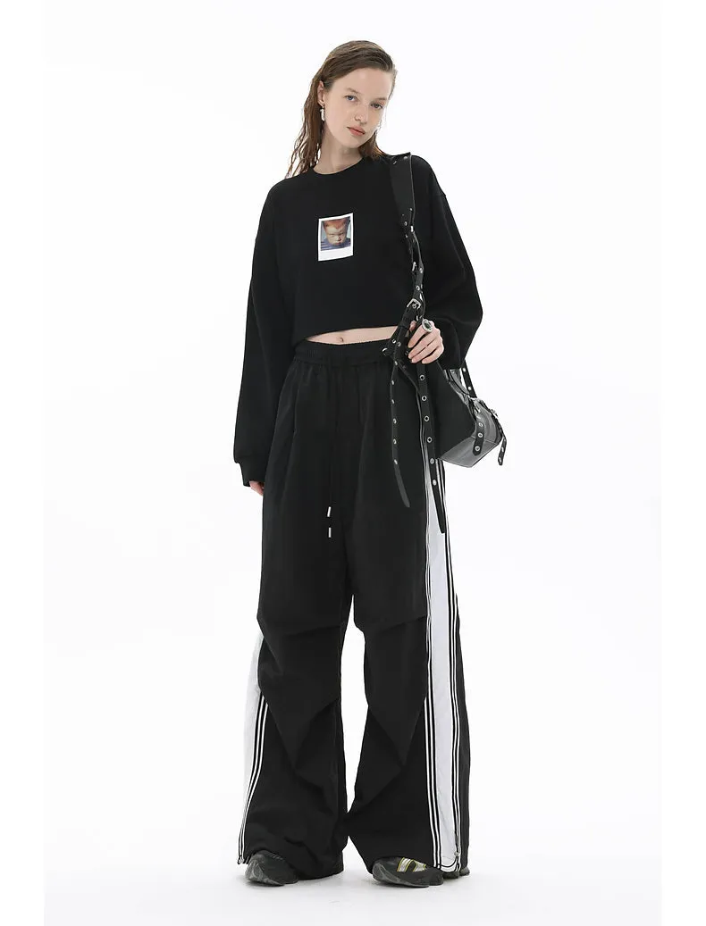 Sports Contrast Striped Webbing Parachute Discount Sports Pants Loose Casual Pants