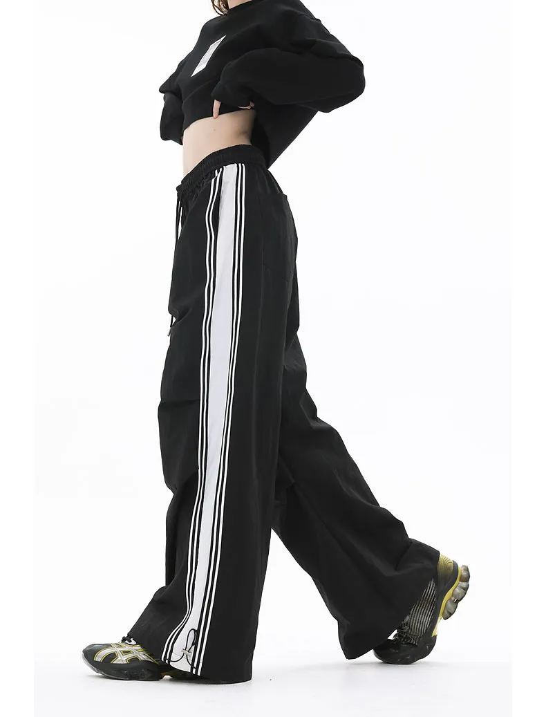 Sports Contrast Striped Webbing Parachute Discount Sports Pants Loose Casual Pants