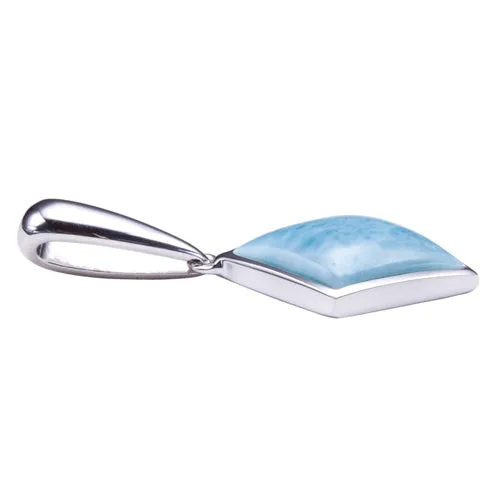 Sterling Silver Diamond Shape with Larimar Inlay Pendant (Chain Sold Separately)