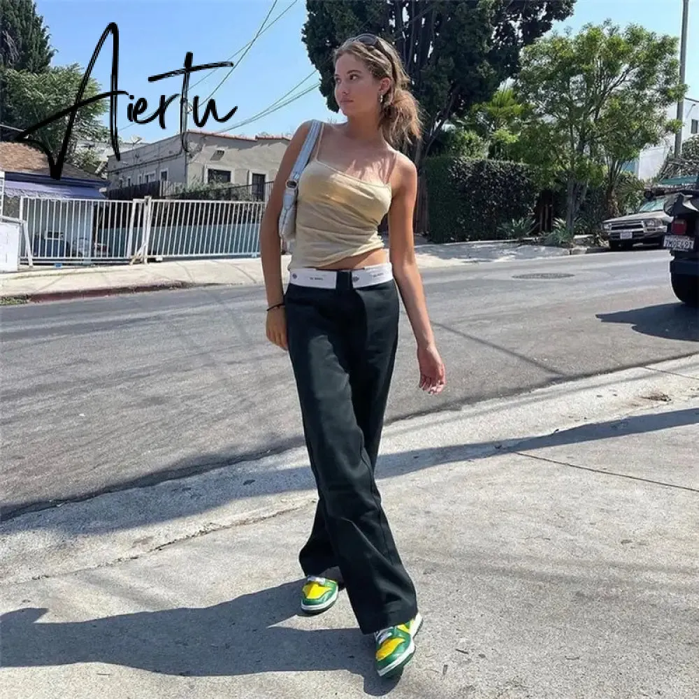 Streetwear Women Casual Contrast Printing Trousers Y2k Block Printed Zipper Sports Pants with Pockets Harajuku Cargo Pants Women