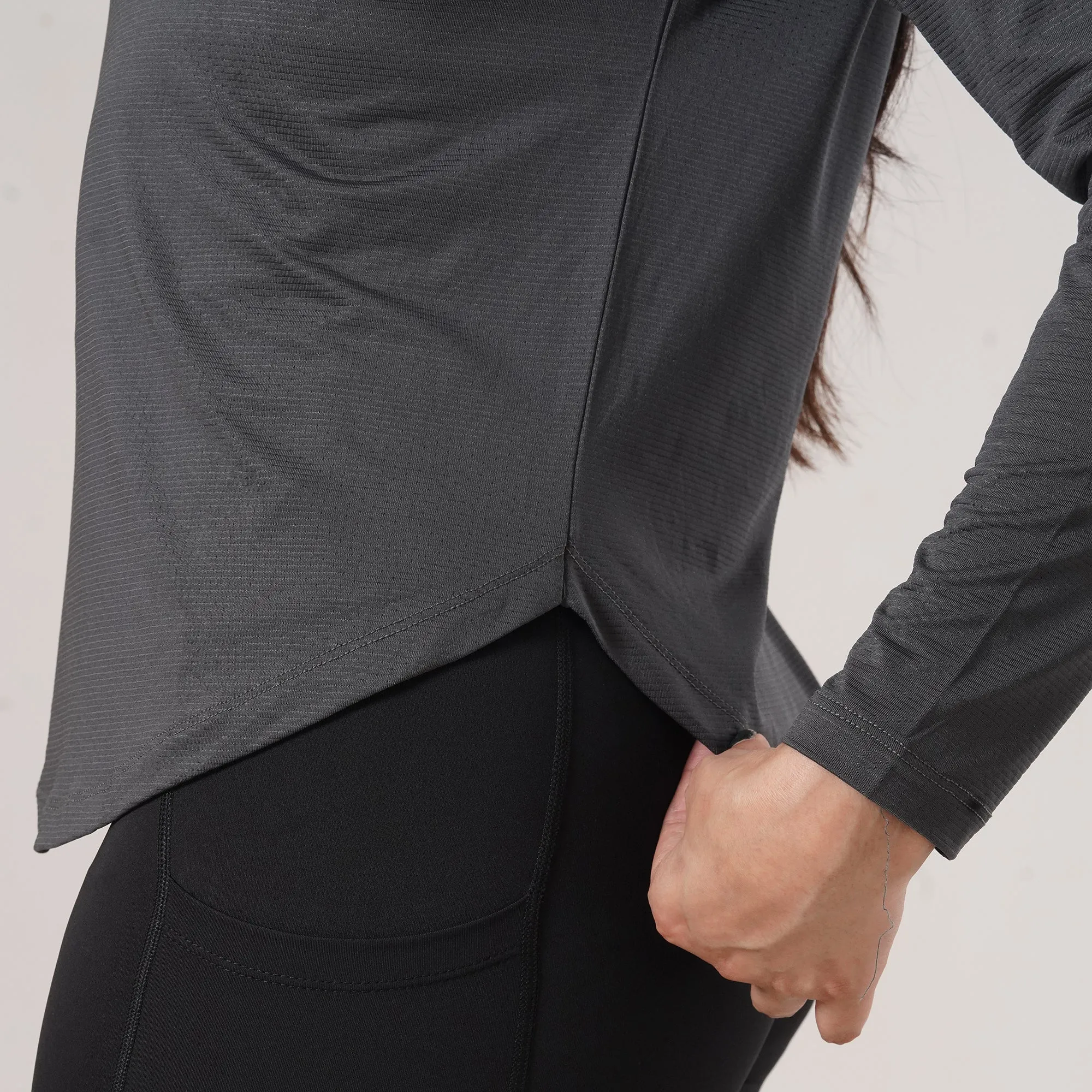 Tf-Premium Charcoal Full Sleeve Women Mesh Tee
