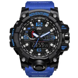 V2A Adventure Chronograph Shock Resistant Army Digital Analog Watch with Dual Time Zone and Countdown Timer for Men and Boys (Blue)