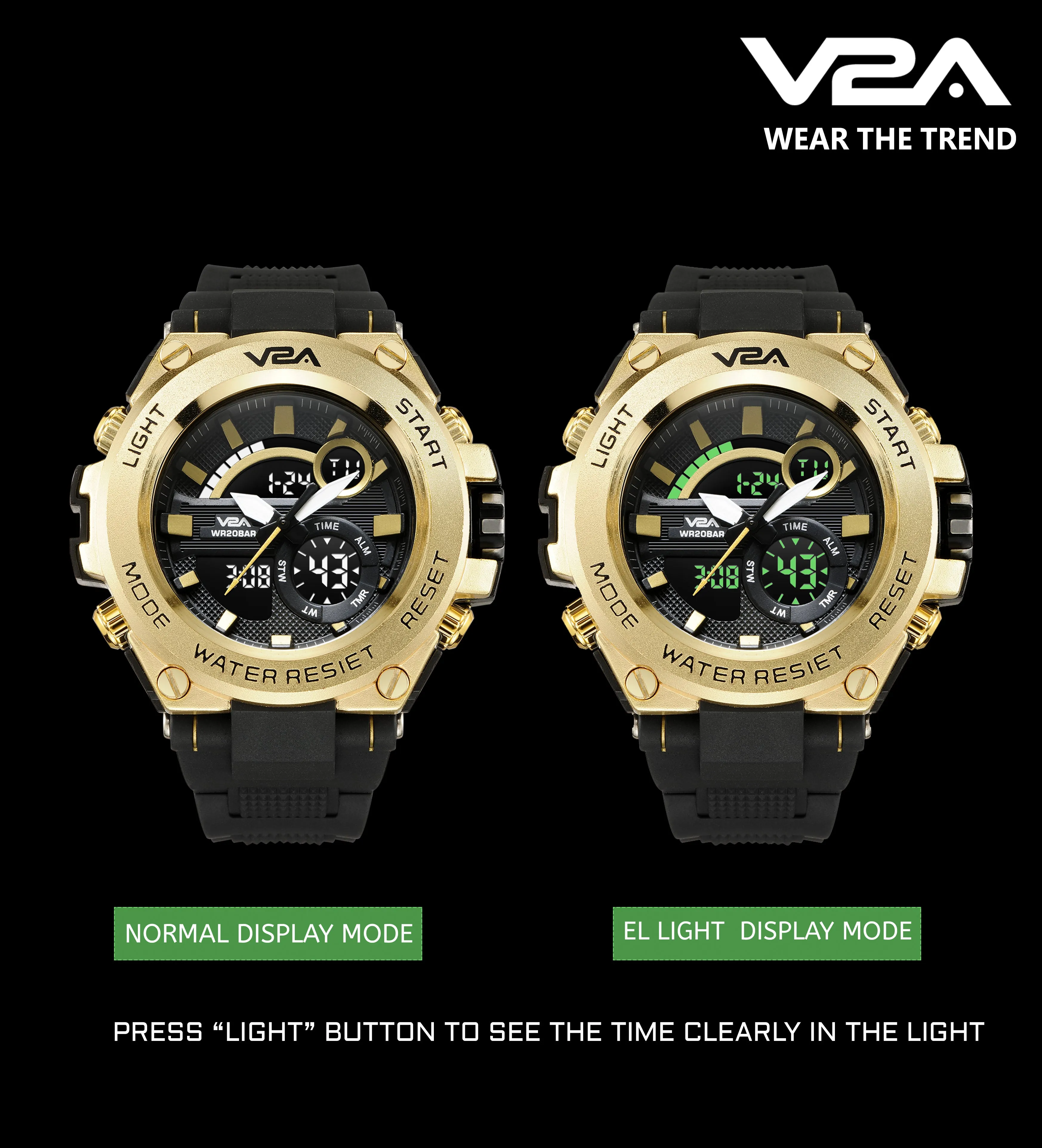 V2A Chronograph Analogue And Digital Sports Watch For Men and Boys