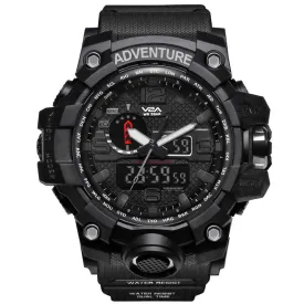 V2A Chronograph Shock Resistant Army Digital Analog Watch with Dual Time Zone and Countdown Timer for Men and Boys (Black)