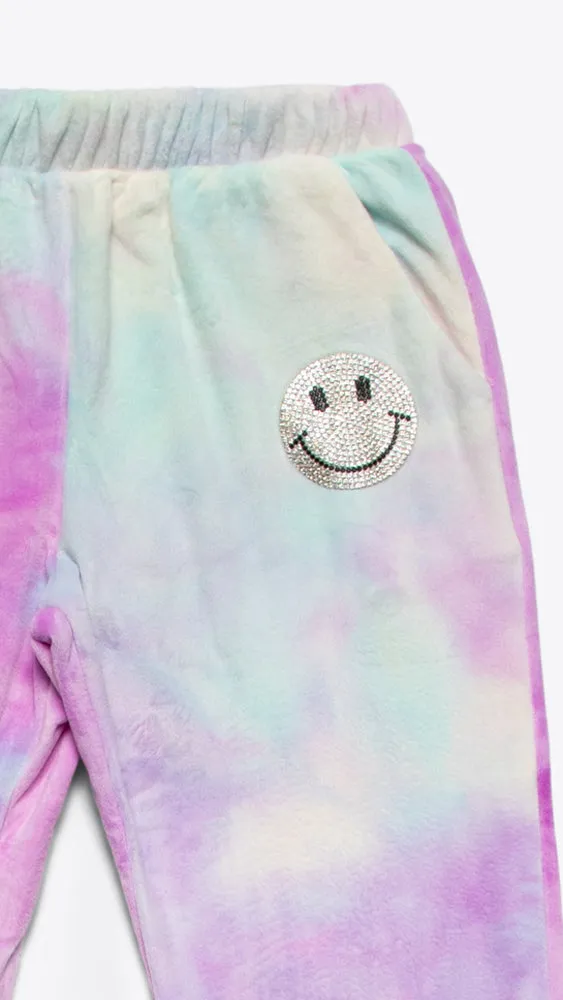 Velour Pant w/ Rhinestone Happy Face
