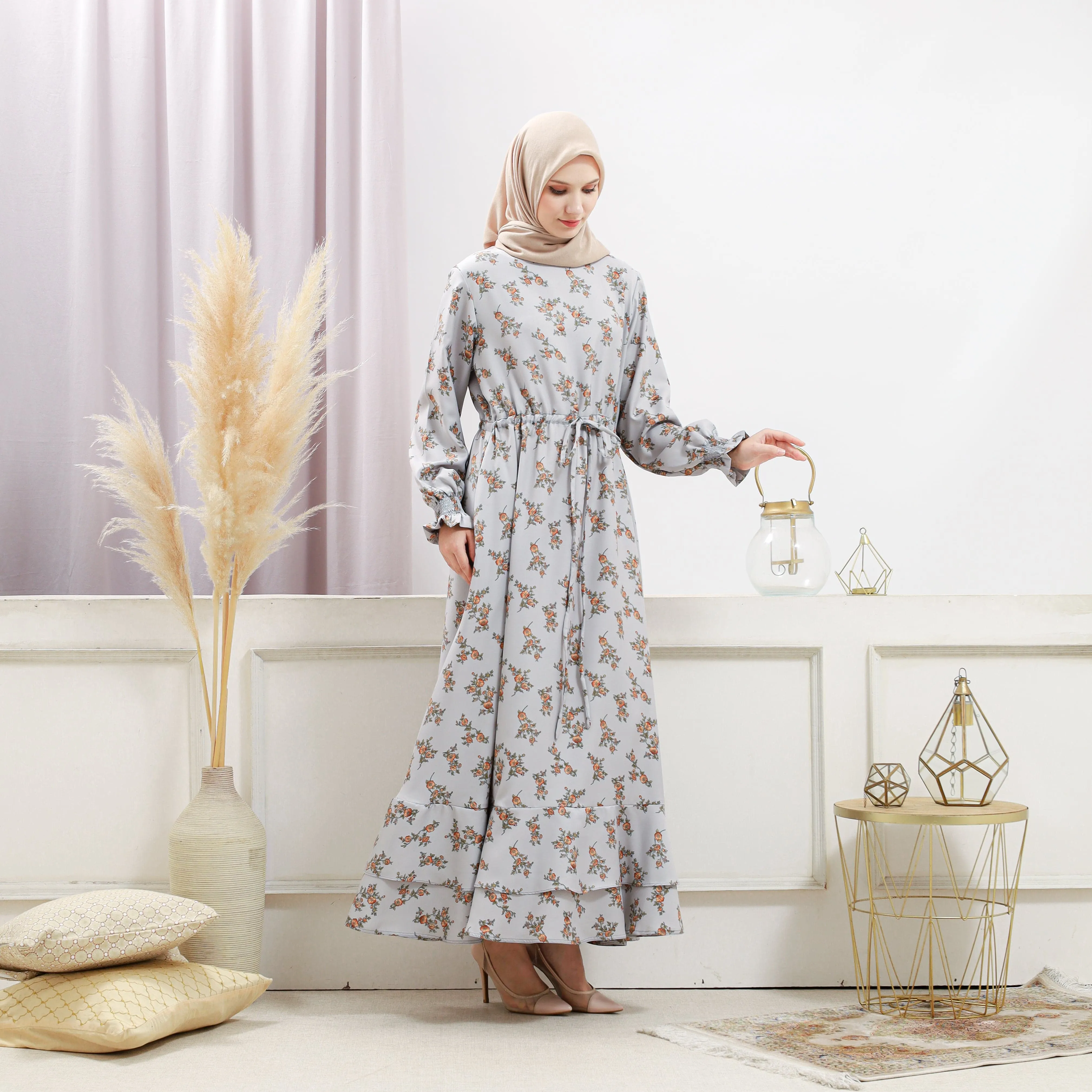 Women's Gray Floral Dress
