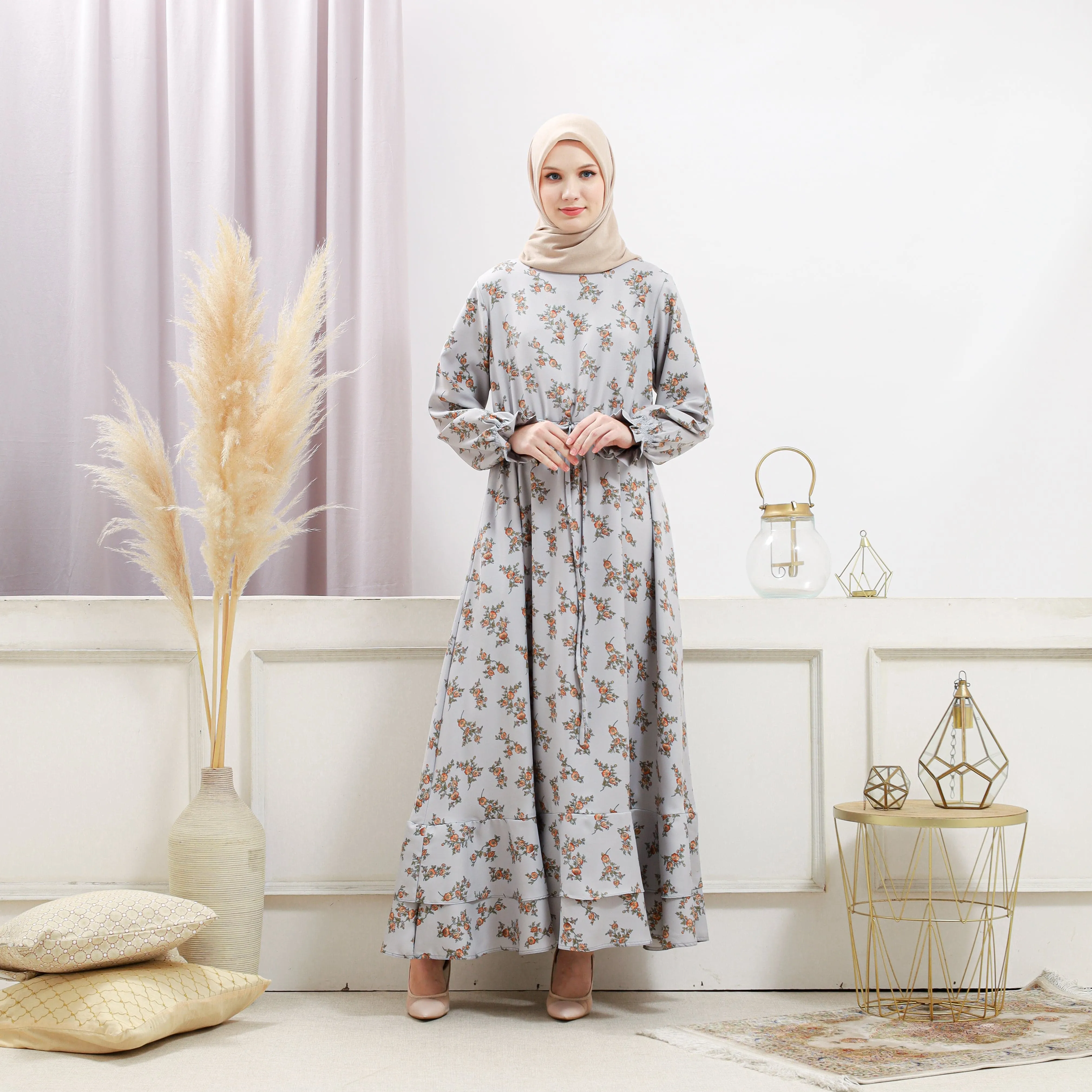 Women's Gray Floral Dress