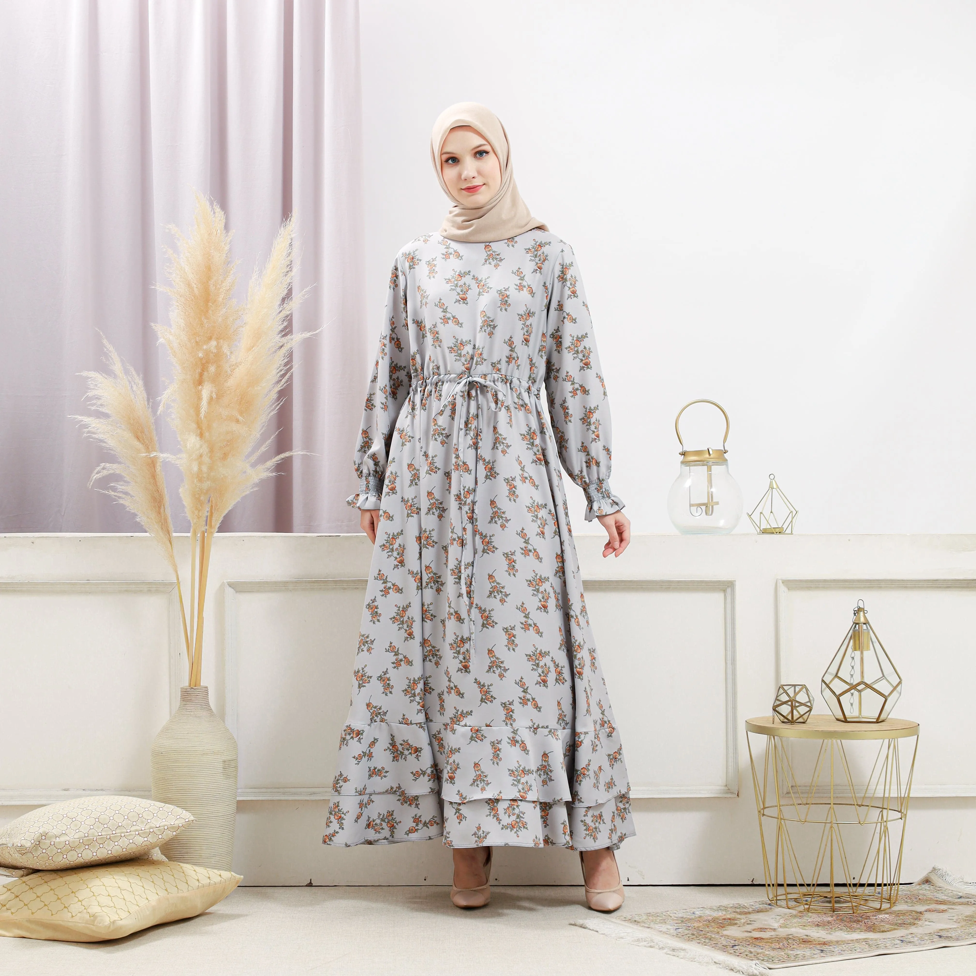 Women's Gray Floral Dress