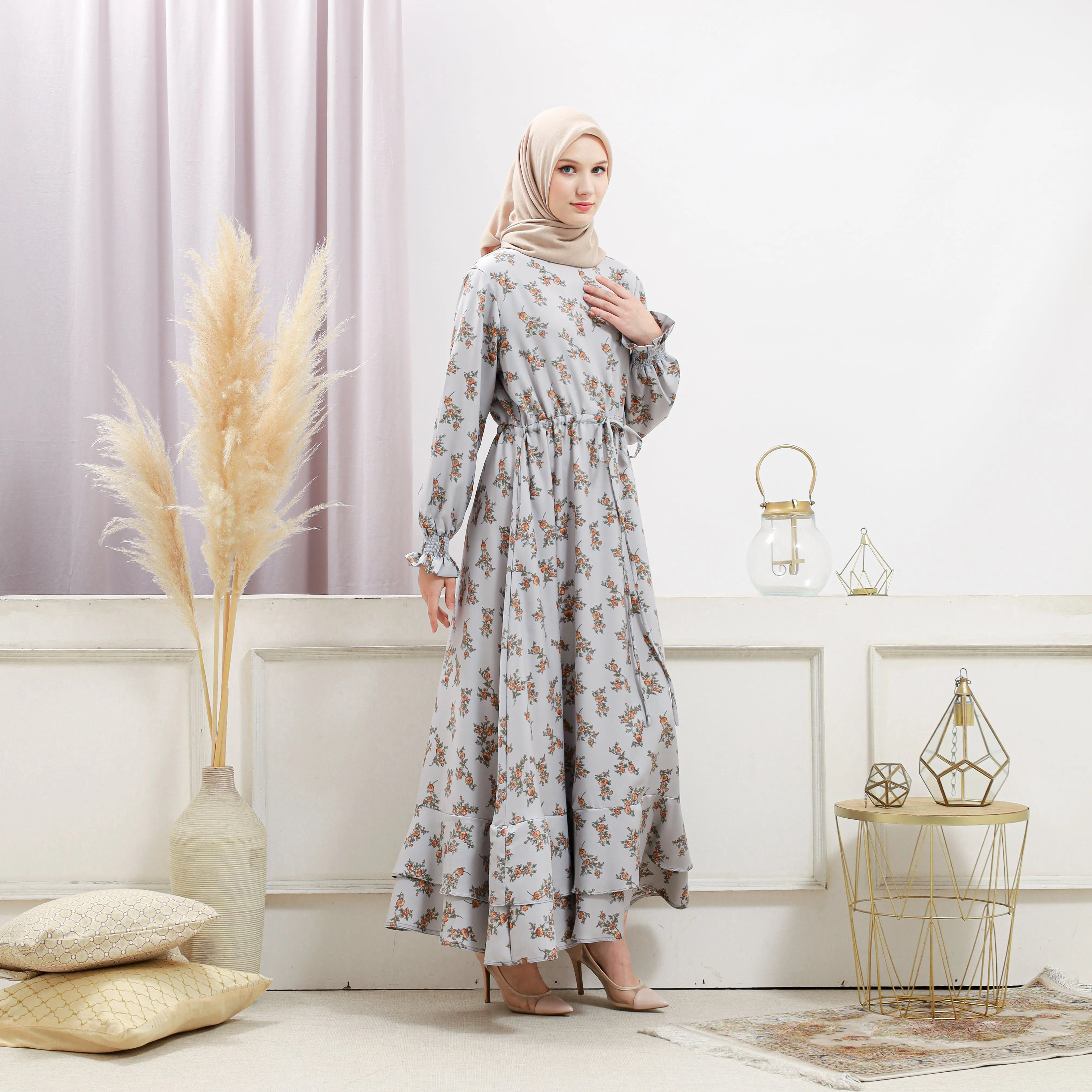 Women's Gray Floral Dress