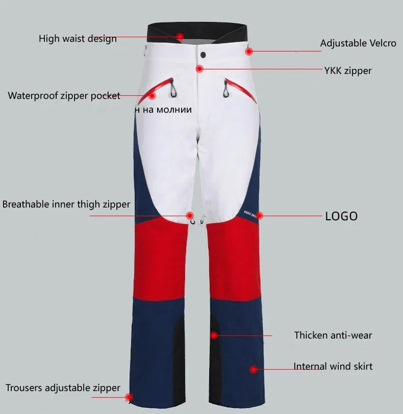 Women's High Waist Snow Pants with Waterproof Zipper Pockets - SF0694
